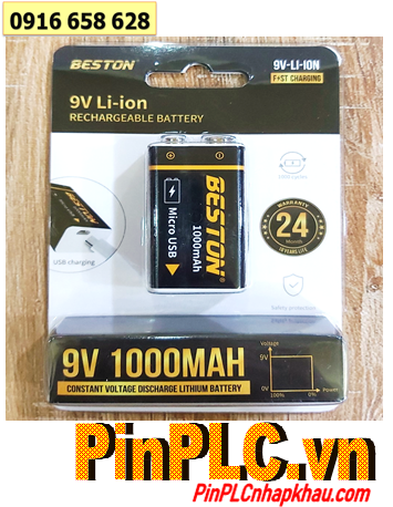 Beston 9VM-10CV, Pin sạc 9v lithium Beston 9VM-10CV (9v 1000mAh) - cổng sạc USB
